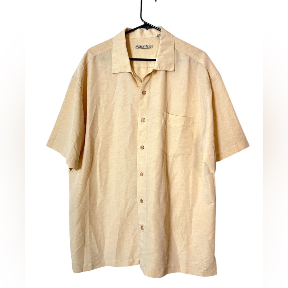 Men's Batik‎ Bay Button-Down Shirt Crème/Tan Short Sleeve Shirt size XL (A26)